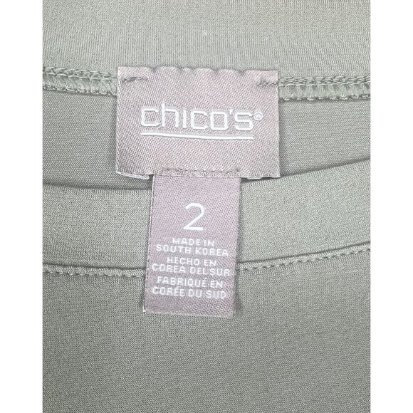 Chicos Womens Sage Green Short Sleeve Top Size 2 - Picture 7 of 11